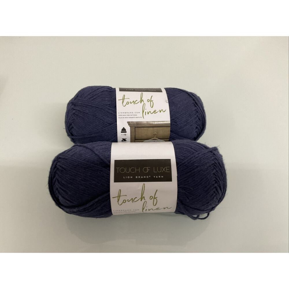 Lion Brand Touch of Linen, Indigo (Lot of 2 skeins) Same Lot